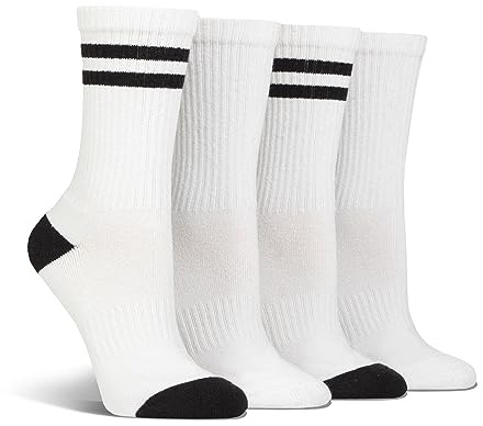 Spairs Women's Sport Socks, Fully Cushioned Foot, Cotton Blend, Arch Supports, Soft, Breathable, Comfortable, Crew Length, Multipack of 4 Pairs, Size 4-8