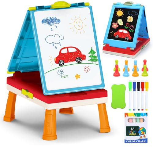 Staffelei Kinder, Doppelseitige Tafel Kinder und Whiteboard mit Anderem Zubehör für Kinder und Kleinkinder