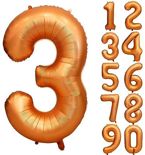 Palloncino arancione per compleanno, numero 3, in pellicola, in Mylar Elio, per matrimonio, baby shower, anniversario, decorazione di compleanno per ragazze, ragazzi, Happy Birthday Party
