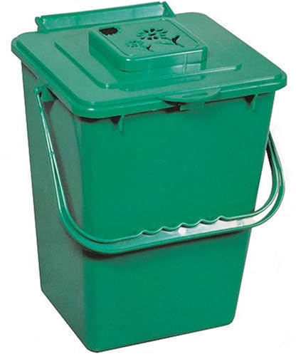 HomeStock 2.4-Gallon Kitchen Compost Collector Pail with Carbon Filter, High-Desnity Polythene, Carrying Handles, 8.5 x 9 x 11 inches, Green