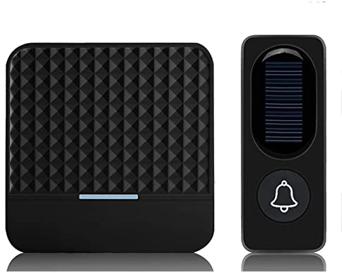 MSCHENZW Campanello da porta a energia solare fili, IP65, impermeabile, 300 m, kit campanello per porta a energia solare, per esterni, spina europea