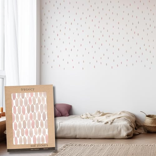 Pegatinas Pared Decorativas | Vinilo Adhesivo Pared Gotas Acuarela | Efecto Papel Pintado | Cubre 6 m² | 236 piezas | TRESXICS (Rosa)