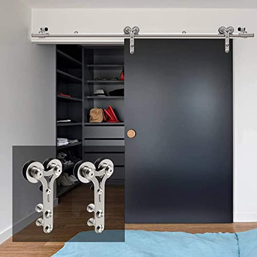 Sliding Door Hardware kit Sliding Barn Door Hardware Kit Heavy Duty Closet Cabinet Hanger Track Rail Roller For Single Door 5ft-16ft， Stainless Steel Hanging Slide Rail Mute Track Accessories， Slide S