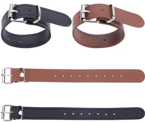 GORGECRAFT 2 Paia 2 Colori Cestino Bici Cinghie Anteriori Nero Marrone Pu Staccabile Guinzaglio per Biciclette Manubrio Cestino Portaoggetti Maniglia per Carico Cinghia per Portapacchi Bici Beach