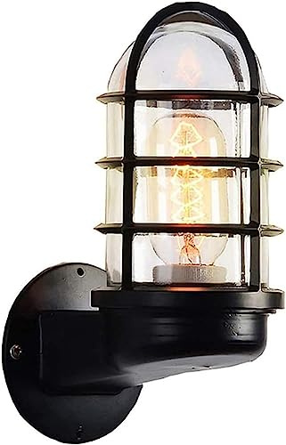 HAvern Aplique de Pared Lámpara de Pared de Jaula de Metal Aplique náutico de Estilo Industrial Luz Impermeable para Interiores y Exteriores Luz de Pared Retro para jardín Balcón Patio Ba