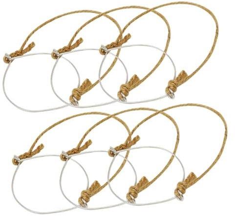 SOLUSTRE 6pcs Solar Mason Jar Rope Handles Burlap Jar Hangers Stainless Steel Wire for 70mm Mouth Decorating and Hanging