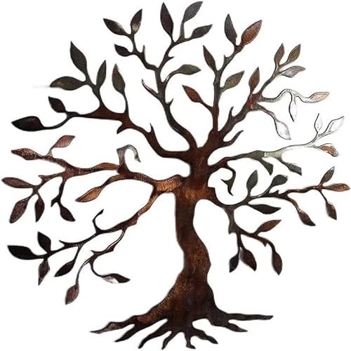 Wandskulptur aus Metall mit Olivenbaum, moderne Heimdekoration, 3D-Baum des Lebens, Kunst, Silhouette, kreative Wanddekoration für Wohnzimmer, 40 cm