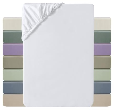 MILDLY Spannbettlaken 200x200 Satin Baumwolle Oeko-TEX Weiß | 100% Langstapelige Baumwolle Seidig Luxus Bettlaken Spannbettlaken bis 25cm Matratzenhöhe, Oeko-Tex Zertifiziert