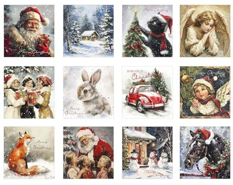 Edition Seidel Set di 12 esclusivi biglietti di Natale quadrati con busta, biglietti doppi e pieghevoli con busta, cartolina di Natale