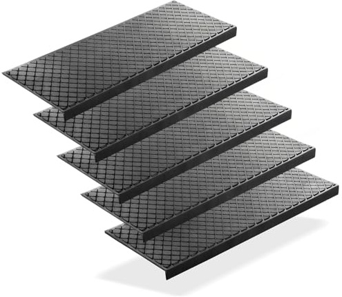 BigDean 5 Stück Stufenmatten aus Gummi 75 x 25 cm Outdoor Karo Design