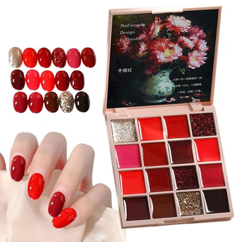 GENERICCO Smalto Gel Per Unghie Solido, Palette Di Creme Per Manicure Con 16 Colori, Colla Per Unghie Con Smalto Gel Solido Per Donna