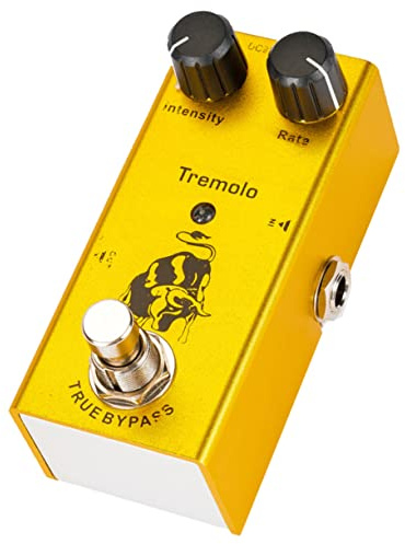 Pedale Effetto Tremolo Mini per Chitarra Gialla in Lega | True Bypass, Circuito Fotoelettrico, Controllo Rate, per Ragazzo Ragazza, Design Unico