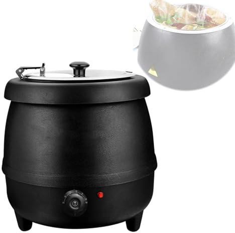 BDJSN Réchauffeur De Soupe Électrique Commercial 10 L, Marmite Chauffante Électronique 400 W avec Doublure Amovible en Acier Inoxydable, Contrôle De Température 30-85 ℃, Marmite Thermos De Comptoir