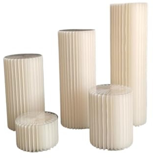 Alzate for torte, tavolo da dessert, supporti a cilindro for feste, colonne di carta pieghevoli for display, colonna romana centrotavola in cartone for la decorazione di compleanno (15,75 pollici)(11.