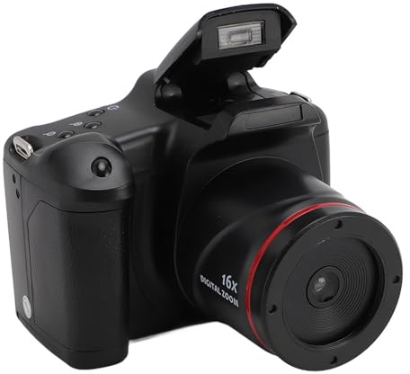 Fotocamera Digitale Compatta, Fotocamera Digitale HD da 16 MP per Fotografia con Schermo Flip da 180 Gradi, Fotocamera Portatile con Zoom Digitale 16X con Lente D'Ingrandimento