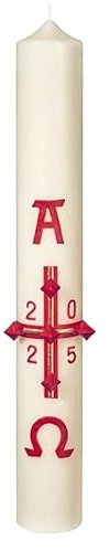 Traditionelle Osterkerze 2025 mit 10% Bienenwachs, Elfenbein, 1000 x Ø 100 mm (16372)