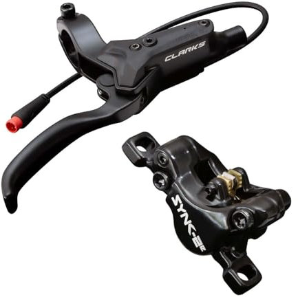 Clarks Cycle Systems Sync-2E E-Bike Front & Rear Hydraulic Disc Brake Set with Motor Shut-Off, Including Rotors, Olive, IS Mounts, 180/160mm