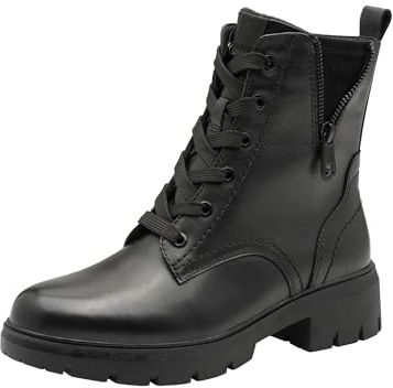 TAMARIS dam komfort spets boot platt halvlång stövel, svart uni NAP, 40 EU, Svart uni Nap, 40 EU