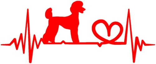 Samunshi® Herzschlag mit Pudel Heartbeat EKG Hunde Aufkleber für Auto Motorrad Helm Fahrrrad Laptop Autoaufkleber Sticker 20 x 8cm hellrot