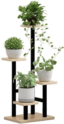 DECORN Stand di impianto - 4 Tier Indoor Metallo Fiore Mensola per più Piante - Angolo Alto portafiori per Patio Giardino Soggiorno Balcone Camera da Letto,E