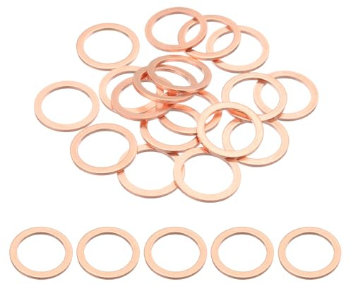 PATIKIL 18Pz Rondelle Rame M18, Rondelle Piatte in Rame M18x24x1.5mm Kit Rondella Tenuta Assortimento Metallo, Tappo di Scarico olio Anello di Guarnizione per Autoveicoli, Viti e Bulloni