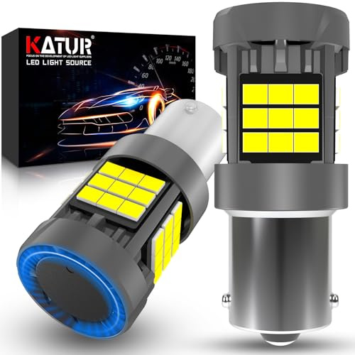 KATUR Bombilla 1156 BA15S LED, Canbus 500% Brillo 3000LM 6000K Blanco Xenón con Ventilador 7506 P21W 1141 LED Luces de Marcha Atrás Intermitentes Antiniebla Trasera, 2PCS