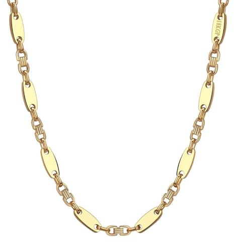 DJADEE Herren Kette Gold 750 vergoldet Premium Edelstahl 316L Plattenkette 5/8/10 mm Wasserfest Hypoallergen Hochglanzpoliert Geschenk Männer Halskette 18 Karat gestempelt (8 mm x 60 cm)