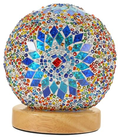 TOPPERFUN Lampe De Chevet Baroque Verre Petite Lampe De Table Décorative Style Bohème Pour Bureau Chambre Veilleuse Nuit Design Chic