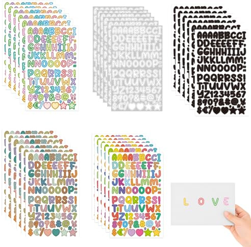 Buchstaben Aufkleber,30 Blätter Selbstklebende Buchstaben Aufkleber,Buchstaben Sticker,Sticker Buchstaben,Selbstklebendes Vinyl Buchstaben Zahlen Kit,Buchstaben zum Aufkleben Groß Wetterfest