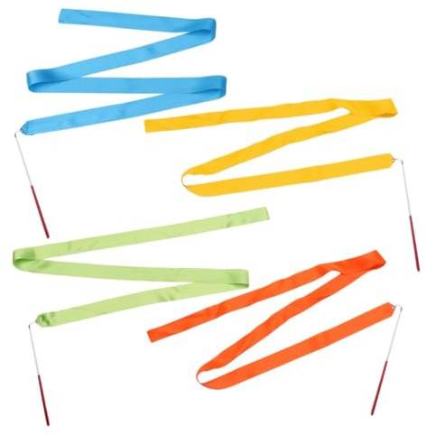 HOLIDYOYO 8 Stück Teiliges Bunter Rhythmischer Gymnastikbänder Lang für Farbenfrohe Tanzstreamer in Orange Grün für Turnen Tanztraining Zirkus und Bewegungsspiele