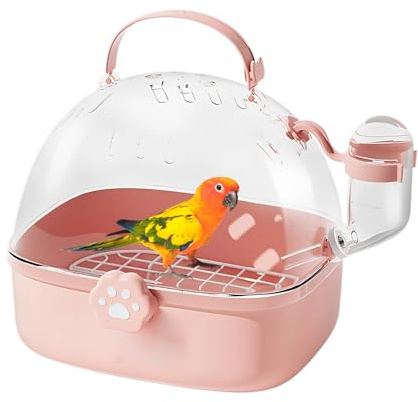 Bärbar fågelbur – 17 x 15 cm PVC hamster – reselåda med vattenfoder, andningsbar husdjurshållare för hedgehog, chinchilla, vacker, lumpen, maas, finch | lätta transporttillbehör