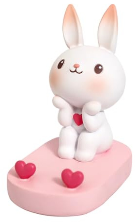 BESPORTBLE Rabbit Phone Holder Cute Pink Cartoon Mobile Phone Stand Desktop Cellphone Dock Creative Smartphone Mount for Home Decor