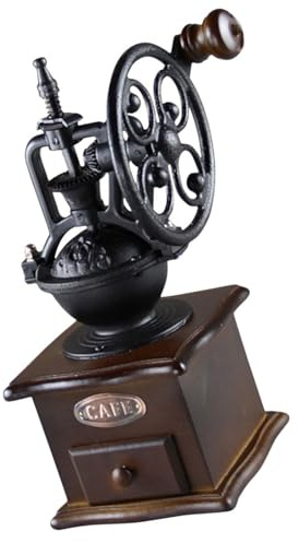 ABOOFAN Macinacaffè Manuale Vintage in Legno e Ghisa Mulinetto Portatile con Spessore per Chicchi di Caffè e Cereali Macina Caffè Mano Facile da Usare e Sicuro
