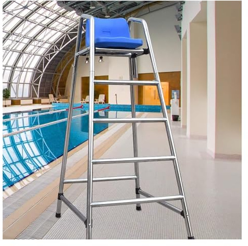 Silla salvavidas de acero inoxidable con almohadilla antideslizante y escalera de rescate alta para mayor seguridad en la piscina, parques acuáticos y cubiertas de playa
