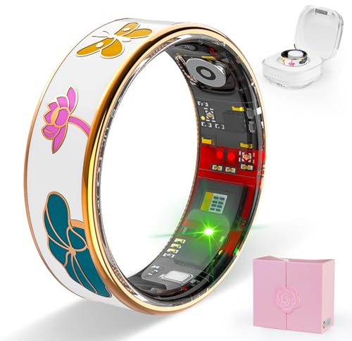Potewek Smart Ring for Women Men, Fitness Tracker with Sleep, Heart Rate, Step Counter, Health Ring for Android & iOS (White, 7)