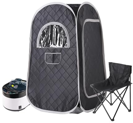 Portable Steam Sauna Personal Home Tent with 4L 1400W Generator Remote Control & Foldable Chair Indoor Spa