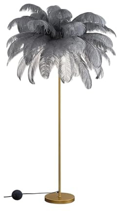 Elegante Stehlampe mit goldenen Federn, 3-farbig, dimmbar, LED-Beleuchtung, Touch-Steuerung, modernes Design für Wohnzimmer und Schlafzimmer, Dekoration, stilvolle Heimbeleuchtung