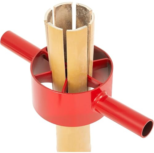 NONDK for Farm Bamboo Splitter 4 Cut 5.5 Inch Split Steel Manual Divider Tool with Double-Sided Handle Blade B