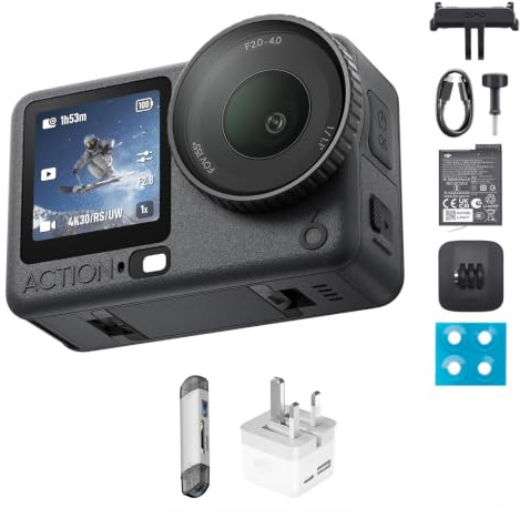 DJI Osmo Action 6 Standard Combo, 8K Action Camera for Daily Use | 1/1.1″ Square Sensor, f/2.0–f/4.0 Variable Aperture, Cold-Resistant Design, 4hrs Battery
