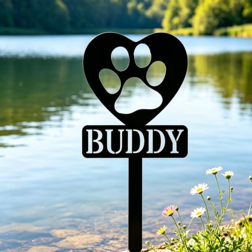 VUZUCOSH Piquet commémoratif personnalisé en métal pour animal domestique avec nom personnalisé pour chien ou chat