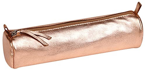 Clairefontaine 8687C Schlampermäppchen (mit Perlmutt-Effekt rund, 5,5 x 22cm, praktisch und robust, aus Leder) 1 Stück kupfer