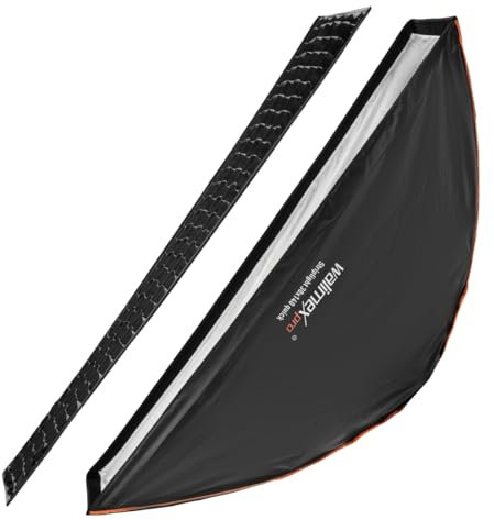 Walimex pro Studio Line Striplight SB QA Softbox Strip Light, Surface 30 x 140 cm, 49.5 cm Deep, Foldable, with Grid, Indoor and Outdoor Diffuser, Speedring, for Attachment Flash Studio Flash
