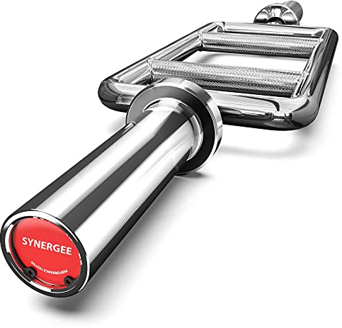 Synergee Chrome Tricep Bar 25 lbs for Maximum Gains & Comfort for Extensions, Curls, & Pressing Workouts – Upper Body Exercise Gear