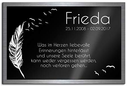 Premium Gedenkplatte Grabplatte mit Gravur | aus Hochglanz Acrylglas und V2A Edelstahlplatte graviert geschützt und 100% wetterfest | Gedenkplatte mit Gravur zum Aufstellen oder Verkleben