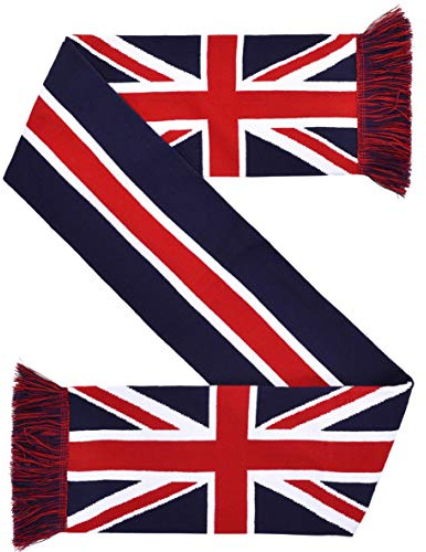 Euroscarves Union Jack Storbritannien Storbritanniens flagga HD stickad halsduk, Vit röd, fits all