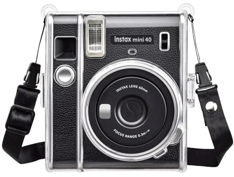 Rieibi Mini 40 Clear Camera Case, Protective Clear Hard PP Camera Case for Fujifilm Fuji Instax Mini 40 Instant Camera, Transparent Case with Strap