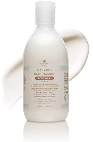 Nature Spell Hafermilch + Niacinamid Körpermilch - Velvet Touch Body Lotion - 276ml - Sofortige Hydration - Für alle Hauttypen geeignet - 100% Vegan - Hergestellt in Großbritannien