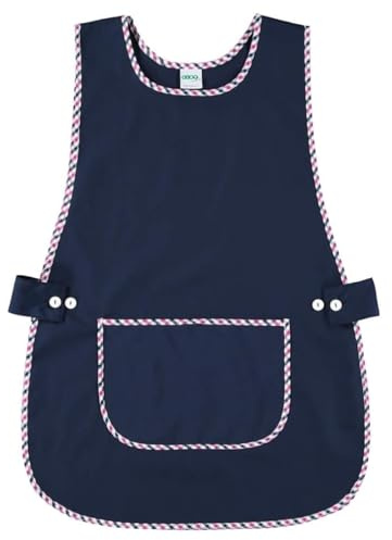 Siry Work Tablier scolaire pour enfants, cuisine femme, taille unique, réglable à la taille avec deux boutons qui le rendent facile à porter, fabriqué en Italie, Art. Dahlia, bleu marine, Taille