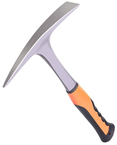 Rock Pick,Forged Brick Hammer, Geologist Rock Pick, Mason's/Bricklayer's Hammer-28 oz Masonary Tool with Pointed Tip &Forged Steel Construction-Shock Reduction Grip (Point&Flat)