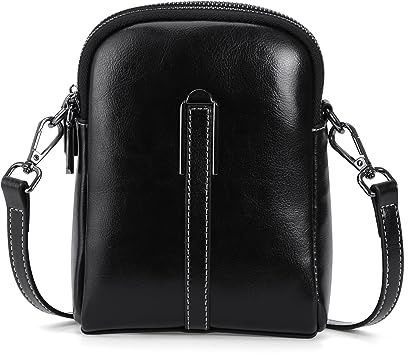 HUA ANGEL Bolso Bandolera Mujer Piel – Mini Bolso Móvil Antirrobo | 2 Cremalleras, Correa Ajustable Para Viaje, Compras